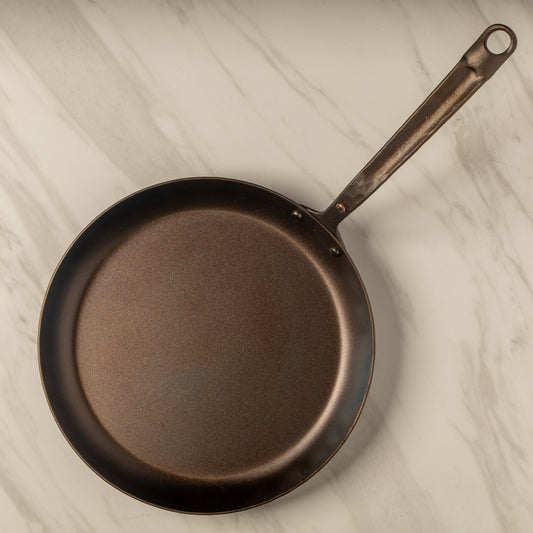 12" Round Carbon Steel Skillet - Hand Forged