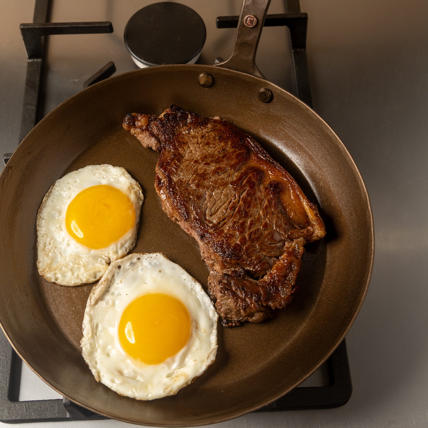 8",10",12" Round Carbon Steel Skillets Set - Hand Forged