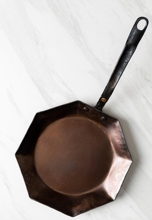 10" Octagon Carbon Steel Skillet - Hand Forged
