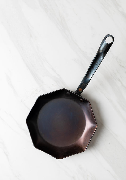 8" Octagon Carbon Steel Skillet - Hand Forged