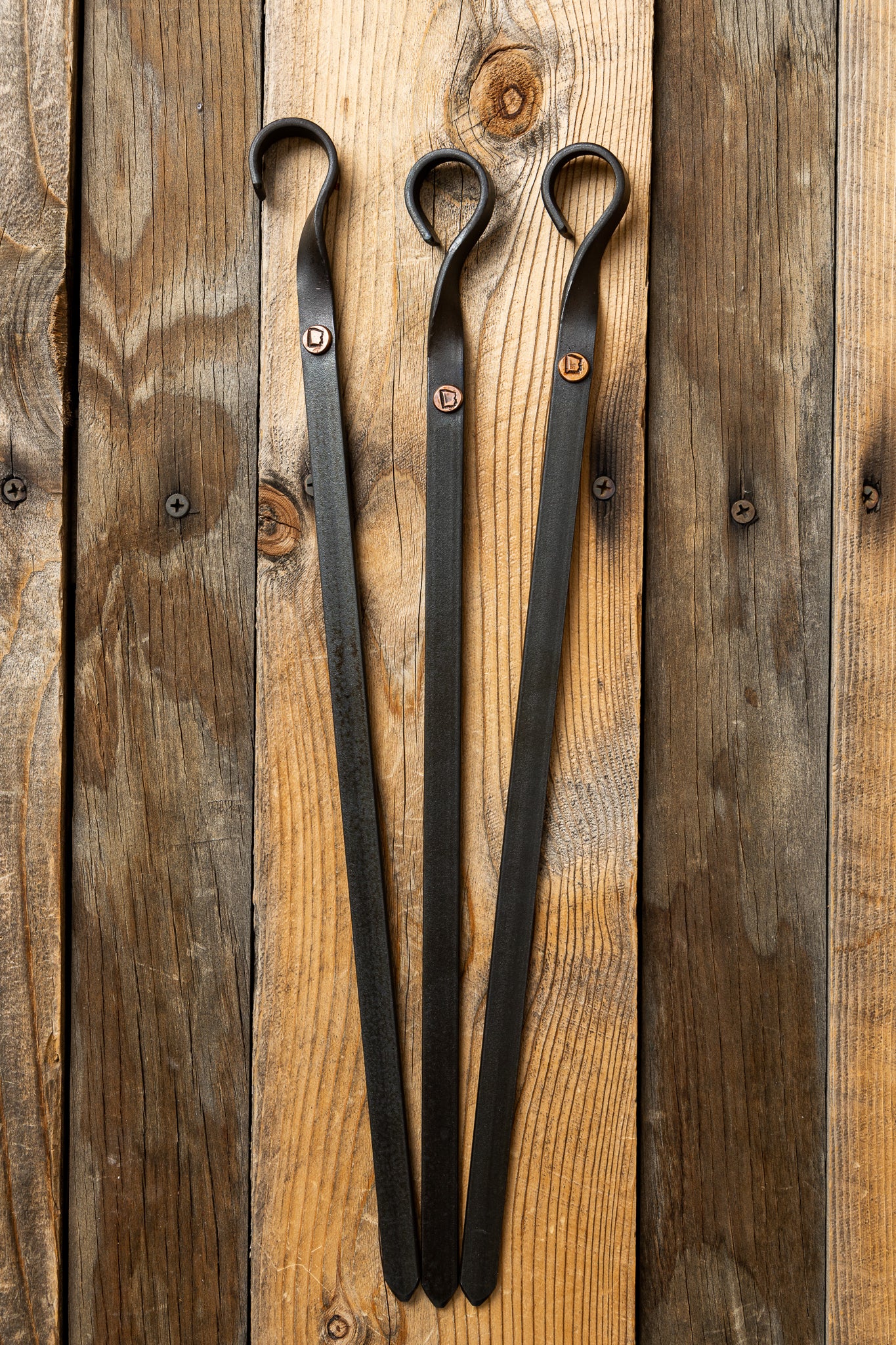 6 Pack of Hand Forged BBQ Skewers